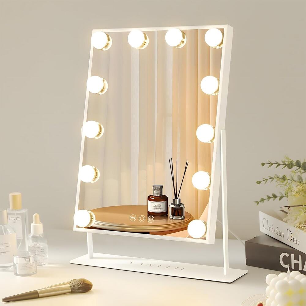 VANITII Lighted Vanity Hollywood Mirror With 12 Dimmable Bulbs Smart Touch